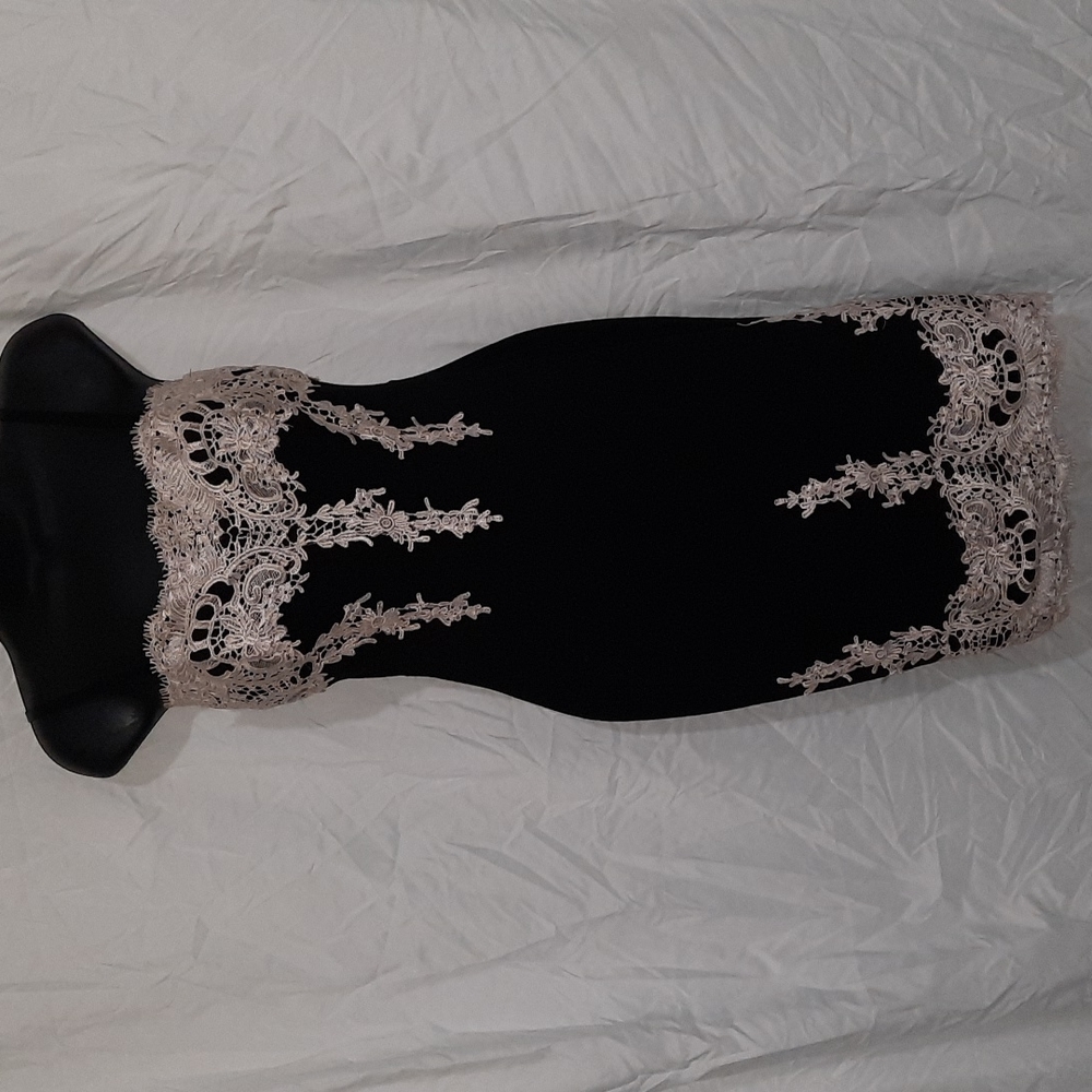 Crochet Lace Patch Bodycon Dress